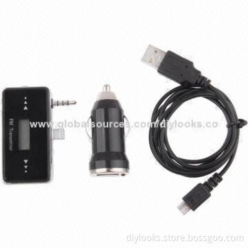 FM Transmitter with 3.5mm Jack, 5V/1A USB Car Charger for iPhone 5/5S